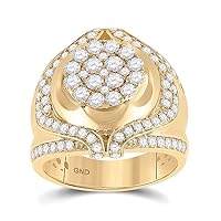The Diamond Deal 10kt Yellow Gold Mens Round Diamond Cluster Ring 2-1/4 Cttw