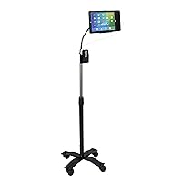 Compact, Height-Adjustable Tablet Floor Stand with Lock and Key Security, Flexible Gooseneck, Telescoping Pole and optional Wheels, Compatible with iPad (Gen. 5-6), iPad Pro 9.7, and iPad Air