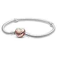 Pandora Moments Snake Link Bracelet with Heart Clasp