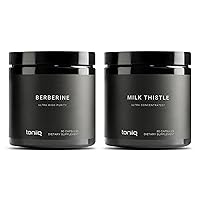 Toniiq Berberine & Milk Thistle Bundle - Berberine HCl 500mg from The Himalayas - 82:1 Extract - Milk Thistle Capsules - 25,000mg 50x Concentrated Extract - 80% Silymarin