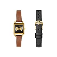 Ted Baker Taliah Ladies Box Set Tan & Black Leather Strap Watch (Model: BKGFW22049I)