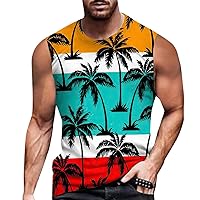 Men's Hawaiian Beach Summer Tank Tops Casual 3D Print Quick Dry Sleeveless Shirt Lightweight Comfy Relaxed Fit Tanks