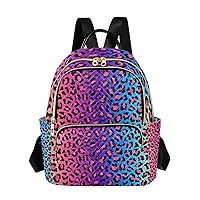 ALAZA Neon Rainbow Leopard Cheetah Mini Backpack Purse for Women Travel Bag Fashion Daypack Back Pack Shoulder Bag