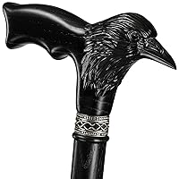 Asterom Handmade Wooden Carved Walking Cane for Men and Women - Raven - Stylish Walking Stick Gothic Crow Cane