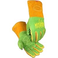 Caiman Premium Wasabi Green Split Deerskin MIG/Stick Welder's Glove with Flame Resistant Foam/Fleece Insulation, Kevlar, Kontour Design, Green, X-Large (1816-6)