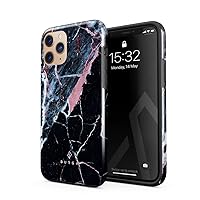 BURGA Phone Case Compatible with iPhone 11 PRO - Hybrid 2-Layer Hard Shell + Silicone Protective Case -Hidden Beauty Light Pink Peach and Black Marble - Scratch-Resistant Shockproof Cover