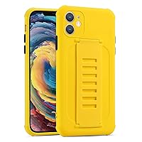 HYCASE iPhone 11 Case with Holder Strap Full Body Liquid Silicone Gel Rubber Phone Case iPhone 11 Phone Cover Slim Soft Protective Case, Yellow