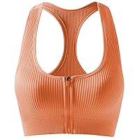 Women's 1 Piece Medium Support Tank Top Ribbed Seamless Racerback Workout Exercise Sport Bra Push Up Yoga Bras