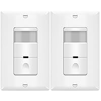 TOPGREENER TDOS5-W-2PCS Motion Sensor Light Switch, PIR in Wall Sensor Switch, Occupancy Sensor Light Switch 150W LED/CFL, 1/4HP, Wall Plates Included, Neutral Wire Required, White, 2 Pack