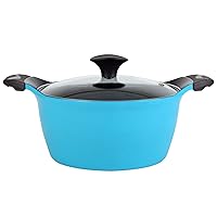 Cook N Home 4.2 Quart Nonstick Ceramic Coating Die Cast High Casserole Pan with Lid, Blue