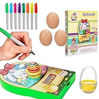 Hewleshen Easter Egg Decorating Kit - Easter Egg Spinner Decorating Arts and Crafts Set Includes 8 Non Toxic Dying Markers &3 Plastic Eggs for Kids Playing at Home Classroom
