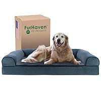 Cooling Gel Dog Bed for Large Dogs w/ Removable Bolsters & Washable Cover, For Dogs Up to 95 lbs - Sherpa & Chenille Sofa - Orion Blue, Jumbo/XL