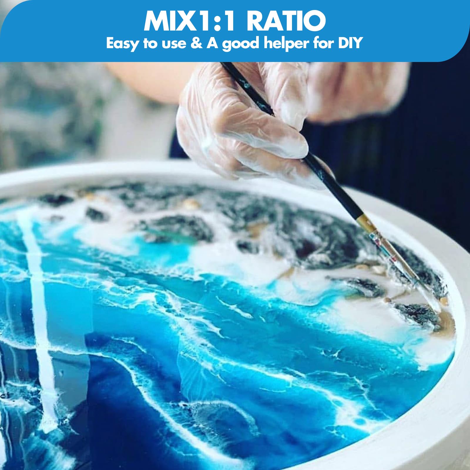 Shabebe Epoxy Resin 16OZ, Super Gloss Epoxy Resin Kit with UV Resistant, Fast Drying Art Resin Clear Casting Resin Epoxy for Art Crafts, Jewelry Making, Wood & Resin Molds