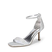 DREAM PAIRS Women's High Stilettos Open Square Toe Ankle Strap Heels Sexy Fashion Comfort Dress Shoes Wedding Bridal Pumps Heeled Sandals