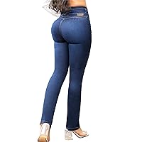 Pantalones Colombianos Levanta Cola | Butt Lifting Jeans for Women Colombian Jeans for Women Butt Lift Jeans Straight Blue