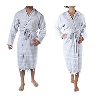 Cacala mens Turkish Hooded Bathrobe With Pocket for Men Women Lightweight Soft Ultra Absorbent Beach, Pool