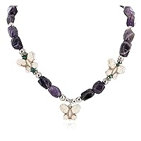 $300Tag Certified Butterfly Silver Navajo Turquoise Amethyst Wood Necklace 750198-8 Made by Loma Siiva