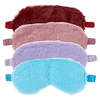 RAYNAG 4 Pack Plush Sleep Mask Soft Comfortable Blindfold Eye Cover for Sleepover Gift Birthday Party Favors, Silky Fabric on The Back, Cozy, Downy and Soft