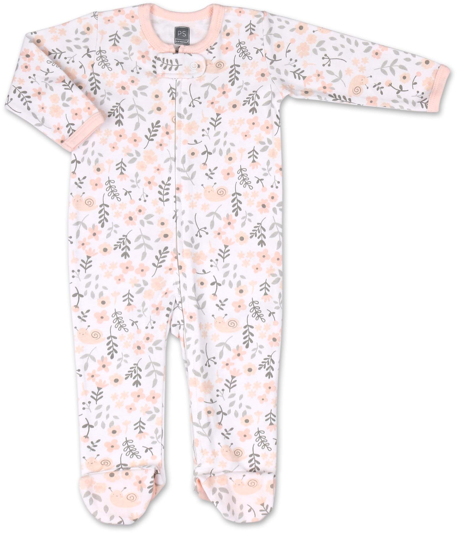 The Peanutshell Baby Sleeper Set for Baby Girls | 3 Pack in Pink Floral, Blush, & Stars | Newborn to 9M Footed Girl Pajamas