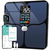 Body Fat Scale,Digital Smart Bathroom Scale for Body Weight, Large LCD Display Screen, 16 Body Composition Metrics BMI, Water Weigh, Heart Rate, Baby Mode, 400lb, Rechargeable