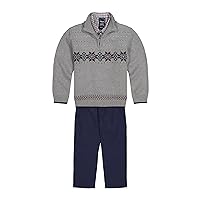 IZOD baby-boys 3-piece Sweater Set With Quarter Zip Sweater, Collared Dress Shirt, and Pants