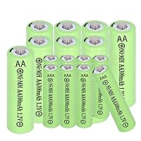 16 Packs aa AAA Rechargeable Batteries Combo Pack,8 Count AAA 300mah with 8 Count AA300MAH 1.2V Ni-MH Battery for Outdoor Solar Lights and Small Household appliances