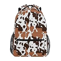 ALAZA Cow Spot in Brown and White Backpack for Women Men,Travel Casual Daypack College Bookbag Laptop Bag Work Business Shoulder Bag Fit for 14 Inch Laptop