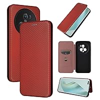 ZORSOME for Honor Magic 5 Pro Flip Case,Carbon Fiber PU + TPU Hybrid Case Shockproof Wallet Case Cover with Strap,Kickstand,Stand Wallet Case for Honor Magic 5 Pro,Brown