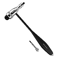MDF Instruments, Tromner Neurological Reflex Hammer with Built-in Brush for cutaneous and Superficial responses - Light - HDP Handle - Free-Parts-for-Life & Lifetime Warranty - Black (MDF555P-11)