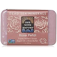 One With Nature Dead Sea Mineral Rose Petal Soap 7 oz