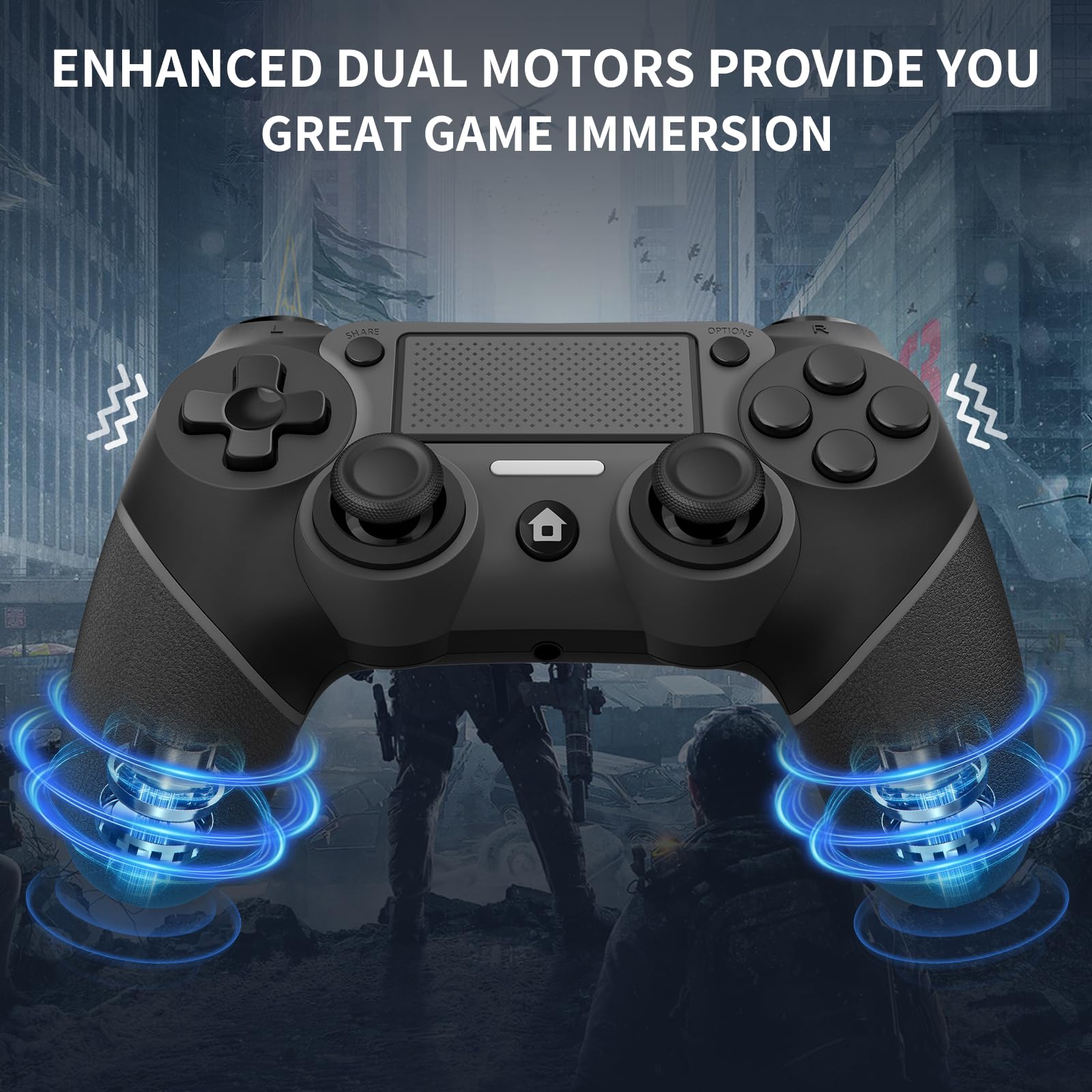 Ubsvaky Wireless Controller for PS4, Wired P-4 Pro Controller with Paddles, Black P-4 Controller Accessories, P-4 Accessories Perfect Adaptive Full Version 4/4 Pro/Slim.