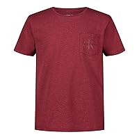 Calvin Klein Boys' Short Sleeve Pocket Logo Crew Neck T-Shirt, Soft, Comfortable, Relaxed Fit