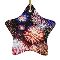Beautiful Fireworks Christmas Ornaments Ceramic Ornament Sweet Heart Ornament Hanging on Christmas Tree for