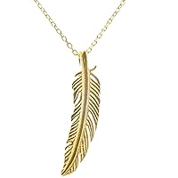 Bella Carina Women's Pendant with Chain – 925 Sterling Silver Gold Plated Feather