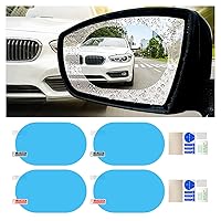 4PCS Car Rearview Mirror Waterproof Film, Anti Fog Auto HD Clear Nano Coating Film, Rainproof Protective Safe Driving Sticker for Vehicle Rear View Mirrors and Side Windows (Oval)