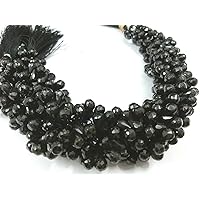 Natural Black Spinel Teardrop Faceted 5x7-6x8mm Beads 7