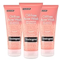 Oil Free Pink Grapefruit Acne Treatment Face Wash with Vitamin C, 2% Salicylic Acid, Gentle Foaming Facial Scrub to Treat & Prevent Breakouts, 6.7 Fl Oz, Pack of 3