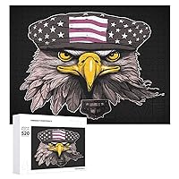 Wooden Puzzle US Army Cool American Flag Eagle Jigsaw Puzzle 500 Pieces Personalized Picture Puzzle Family Decoration Puzzle for Adult Family Wedding Graduation Gift