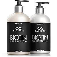 Hairfinity Biotin Shampoo and Conditioner - Sulfate and Silicone Free - Best for Damaged, Dry, Curly or Frizzy Hair - Thickening for Fine, Thin Hair Safe for Color and Keratin Treated Hair