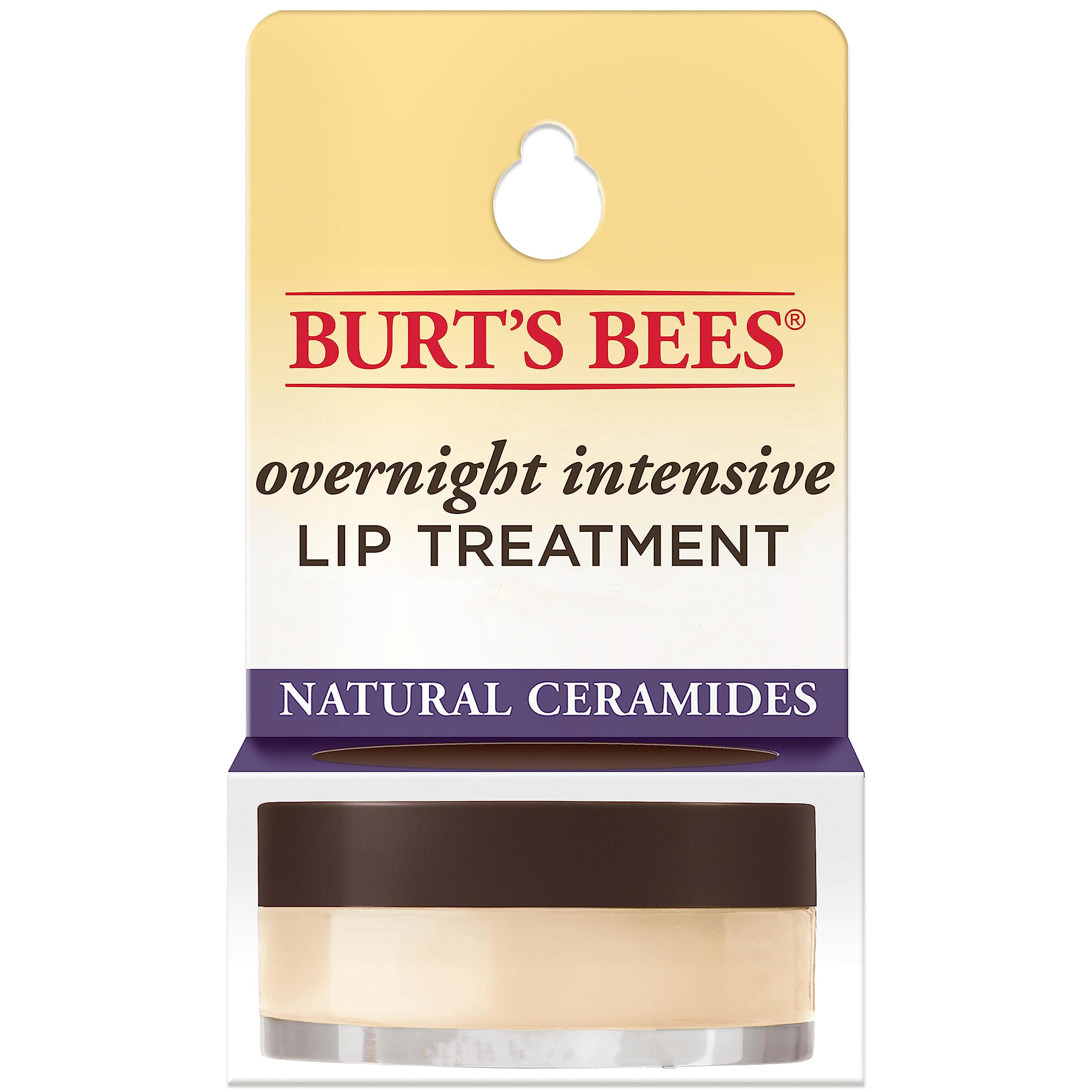 Burts Bees Overnight Intensive Lip Treatment with and Ceramides, Lip Hydrates Lips 8 Hours, Natural Origin, 0.25 oz