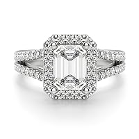 8 CT Emerald Colorless Moissanite Engagement Ring for Women/Her, Wedding Bridal Ring Sets Sterling Silver Solid Gold Diamond Solitaire 4-Prong Set