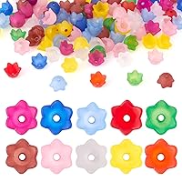Pandahall 100pcs Mixed Frosted Acrylic Flower Bead Caps Spacer Beads Caps for Jewelry Making 10x6mm