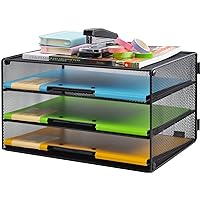 Simple Houseware Desk 3 Sliding Tray and 5 Stacking Section Organizers,  Black