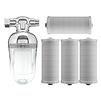 SparkPod New and Improved Ultra Shower Filter + 3 Extra Cartridge - 150 Stage Equivalent, Removes Up to 95% of Chlorine, Heavy Metals for Soft Hair & Skin (Transparent & Chrome)