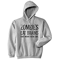 Crazy Dog Unisex Zombies Eat Brains Don't Worry You're Safe Funny Halloween Hoodie