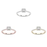 10k Gold 1/3Ct TDW Princess Diamond Halo Ring Solitaire Engagement Ring,Bridal Ring (I-J,I2)