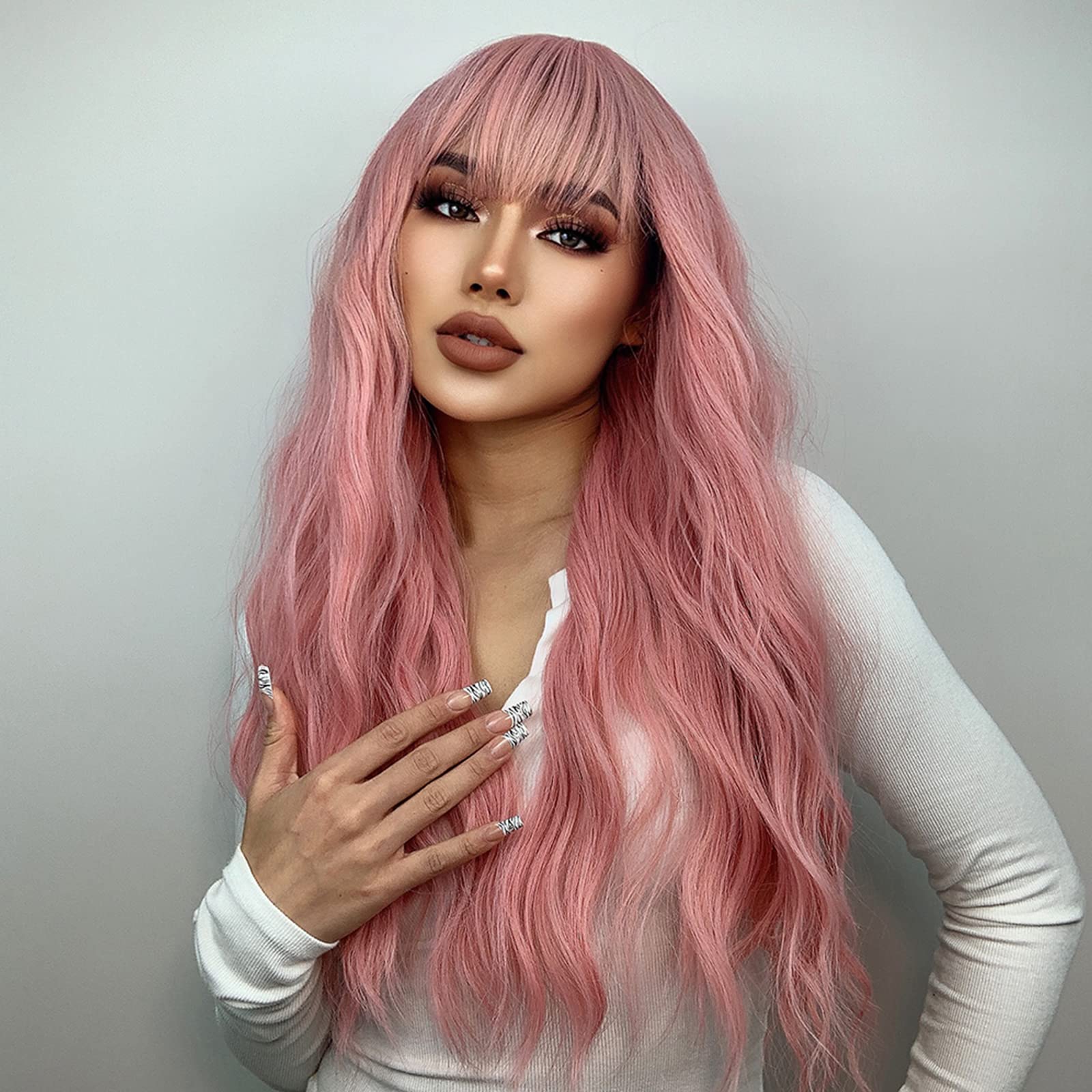 Mua Netgo Women's Pink Wig Long Fluffy Curly Wavy Hair Wigs for Girl Heat  Friendly Synthetic Cosplay Party Wigs trên Amazon Mỹ chính hãng 2023 |  Giaonhan247