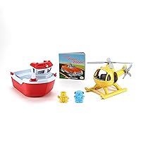 Green Toys Rescue Boat & Sound Board Book Bundle