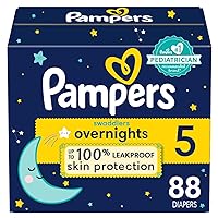 Swaddlers Overnights Diapers - Size 5, 88 Count, Disposable Baby Diapers, Night Time Skin Protection