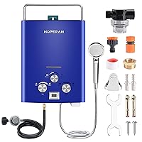Outdoor Propane Water Heater - 1.6GPM 6L Portable Gas Water Heater, Easy to Install, Propane Tankless Water Heater, Instant Hot Water for Shower - Use for RV Cabin Camping Boat, Blue